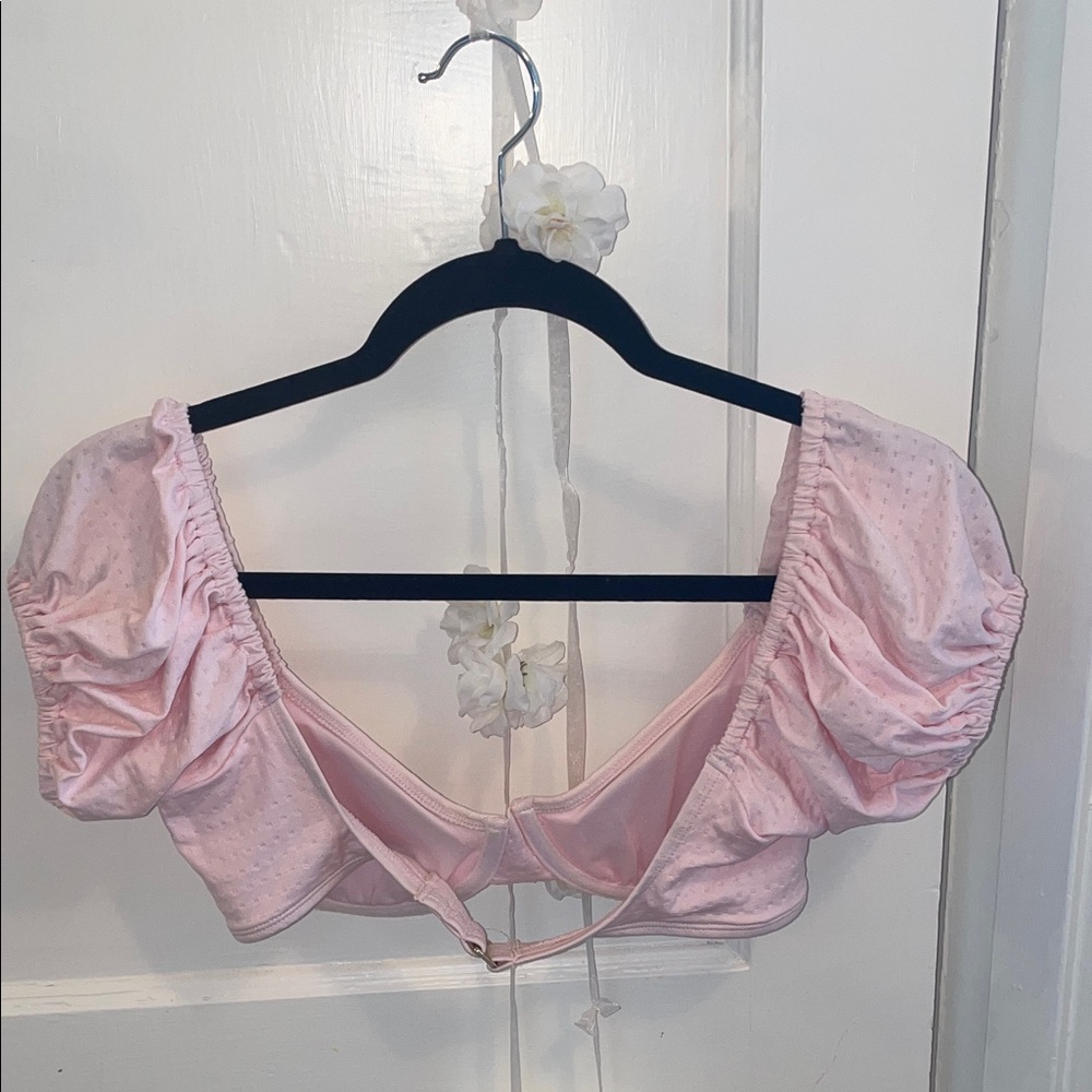 Pink Puff Sleeve Swimsuit Top - Picture 5 of 7